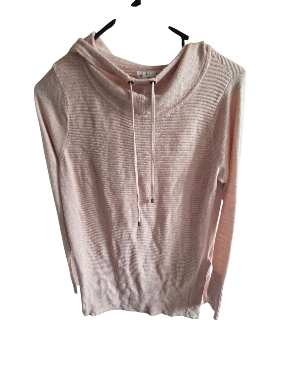 Artisan Ny Light Pink Cowl Neck Ribbed Sweater